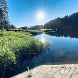 Scenic view of lake against sky