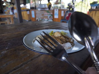 Close-up of food served on table in restaurant