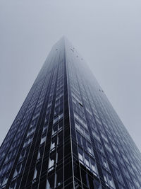 Low angle view of modern building against clear sky