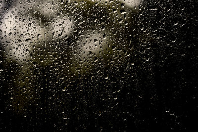 Full frame shot of raindrops on glass window