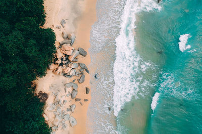 High angle view of beach