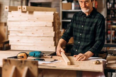 Man working on table