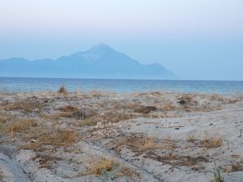 Scenic view of sea against clear sky