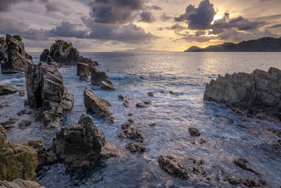 Scenic view of sea against sky during sunset