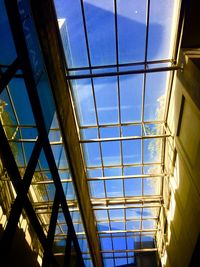 Low angle view of skylight in building