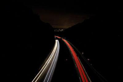 Light trails on highway at night