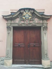 Closed door of old building