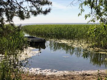 Scenic view of lake against sky