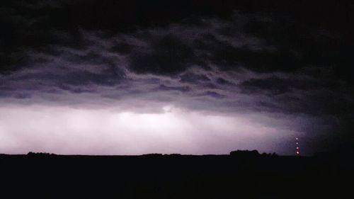 Low angle view of cloudy sky at night