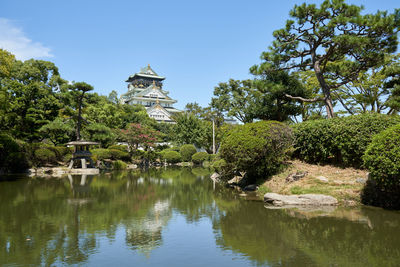 Osaka castle in osaka in summer. japan.