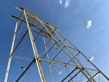 Low angle view of ferris wheel against blue sky