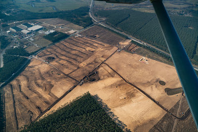 High angle view of agricultural field