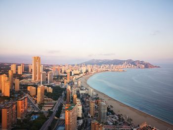 High angle view of buildings in city