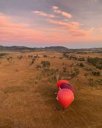 Hot air balloon at sunrise 