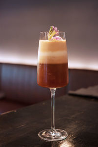 Close-up of drink in glass on table