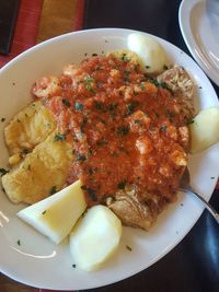 Close-up of meal served in plate