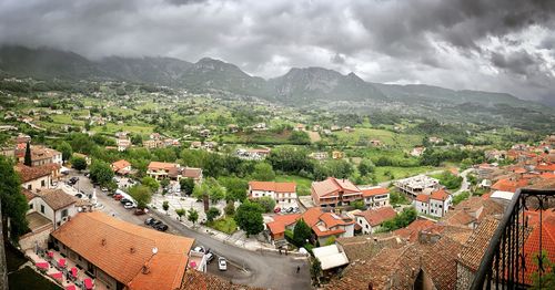 High angle view of townscape against sky