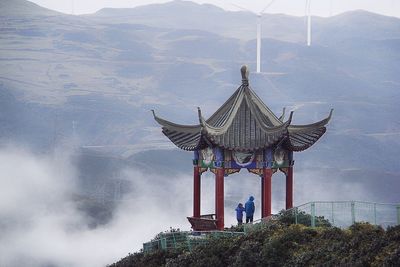 Gazebo at pavilion mountain during foggy weather