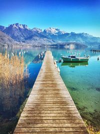 Scenic view of lake against clear sky