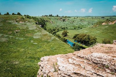 Scenic view of land against sky