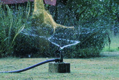 Water splashing on field