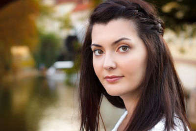 Close-up portrait of a beautiful young woman