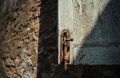 Close-up of rusty metal door