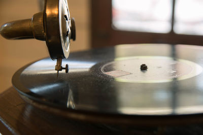 Close-up of record player needle