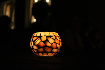 Close-up of illuminated pumpkin