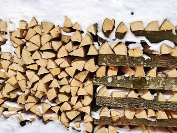 Close-up of stack of firewood