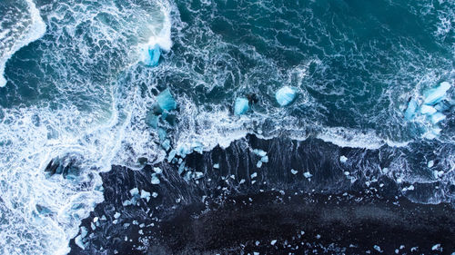 High angle view of sea waves