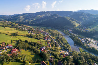 High angle view of townscape against sky