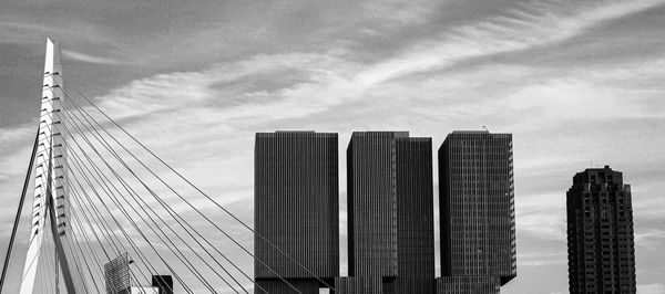 Low angle view of modern buildings against sky