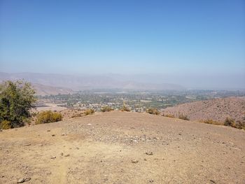 Scenic view of landscape against clear blue sky