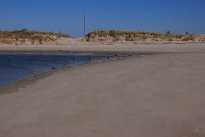 Scenic view of beach against clear sky