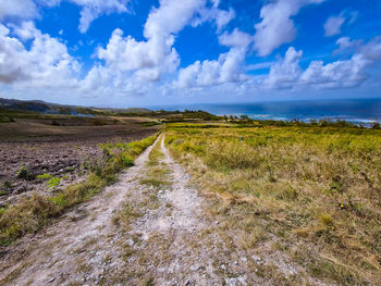 Scenic view of land against sky