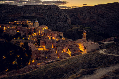 Panoramic view of old town during sunset