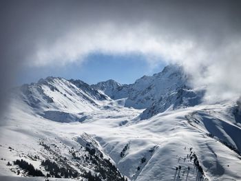 Snowcapped mountains against sky