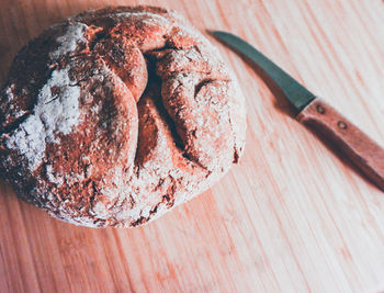 High angle view of bread on table