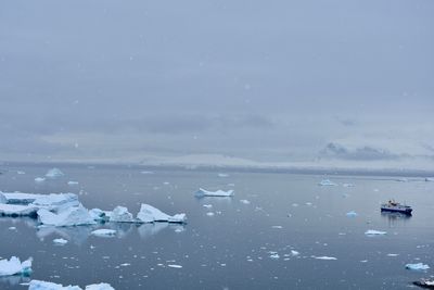 Scenic view of sea against sky during winter