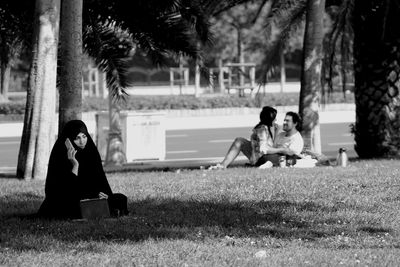 People sitting in park