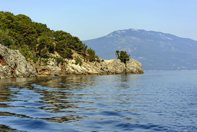 Scenic view of sea against clear sky