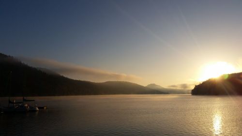 Scenic view of mountains at sunset