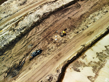 High angle view of car on road