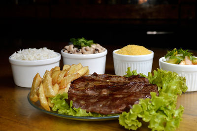 Close-up of food on table