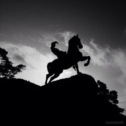 Low angle view of silhouette woman jumping against sky