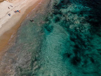 High angle view of people on beach