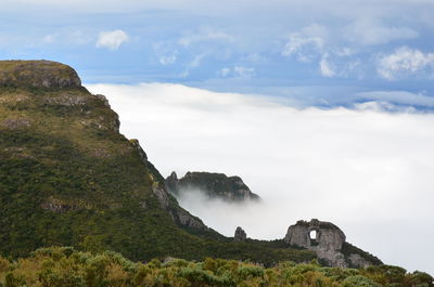 Scenic view of rock formation against sky