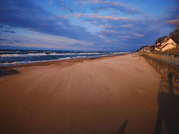 A stunning view looking down one of poland's sandy beaches