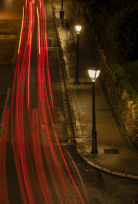 Street lamps on street at night. madrid, spain
